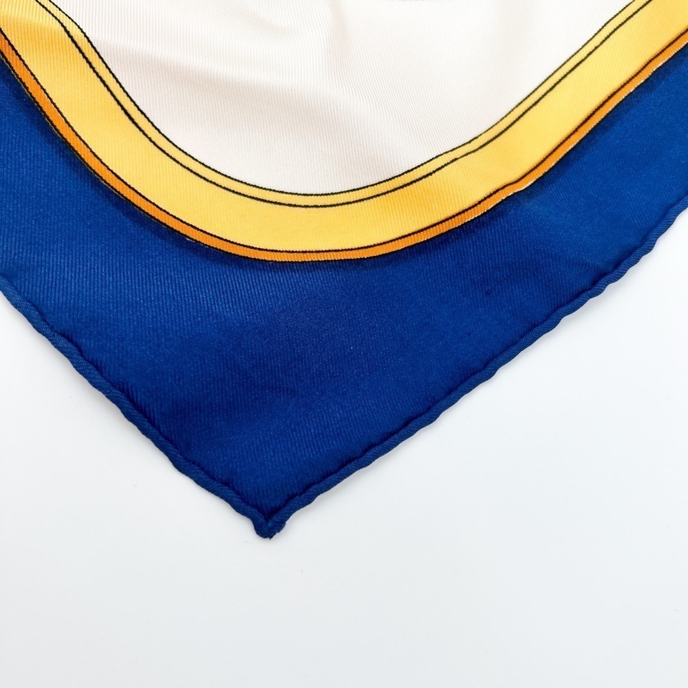 HERMES 100% silk scarf Carre 90 GRAND APPARAT Scarf Multicolor blue border - Picture 6 of 11